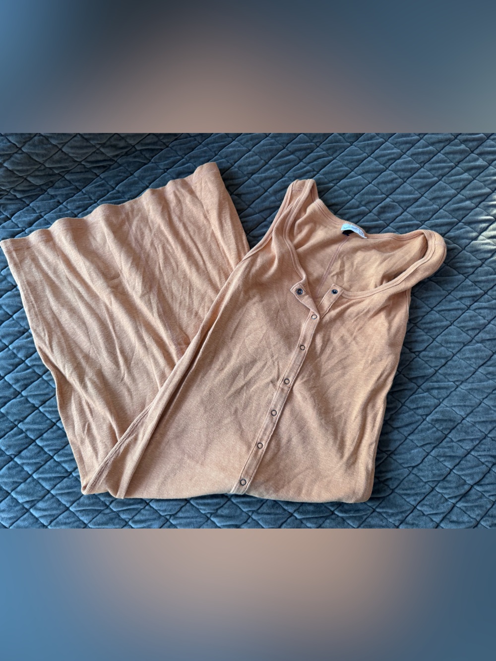 Universal Thread Button-Front Ribbed Tank in mustard